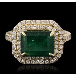 14KT Yellow Gold 2.63ct Emerald and Diamond Ring