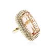 Image 2 : 14KT Yellow Gold GIA Certified 38.31ct Morganite and Diamond Ring
