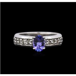 0.82ct Tanzanite and Diamond Ring - 14KT White Gold