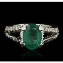 14KT White Gold 1.80ct Emerald and Diamond Ring