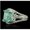 Image 2 : 14KT White Gold 5.58ct Emerald and Diamond Ring