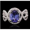 Image 1 : 14KT White Gold 2.73ct Tanzanite and Diamond Ring