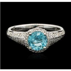 14KT White Gold 1.11ct Apatite and Diamond Ring