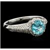 Image 2 : 14KT White Gold 1.11ct Apatite and Diamond Ring