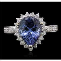 14KT White Gold 2.90ct Tanzanite and Diamond Ring