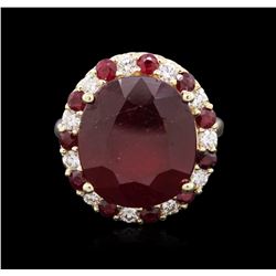 14KT Yellow Gold 19.69ctw Ruby and Diamond Ring