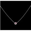 Image 1 : 0.15ct Rubellite and Diamond Pendant With Chain - 14KT White Gold