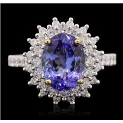 14KT Two-Tone Gold 3.28ct Tanzanite and Diamond Ring