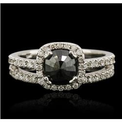 14KT White Gold 1.23ctw Black Diamond Ring Wedding Set