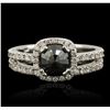 Image 1 : 14KT White Gold 1.23ctw Black Diamond Ring Wedding Set