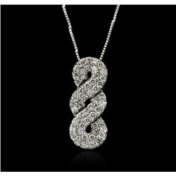 14KT White Gold 0.84ctw Diamond Pendant With Chain