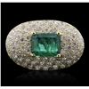 Image 1 : 14KT Yellow Gold 3.08ct Emerald and Diamond Ring