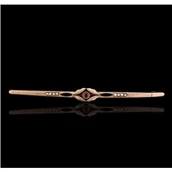 14KT Rose Gold 0.17ct Ruby and Pearl Antique Pin