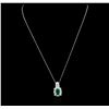 Image 1 : 14KT White Gold 1.88ct Emerald and Diamond Pendant With Chain