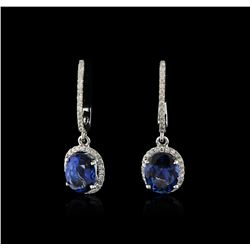 14KT White Gold 3.91ctw Tanzanite and Diamond Earrings