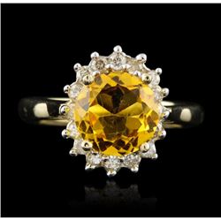 14KT Yellow Gold 2.30ct Citrine and Diamond Ring