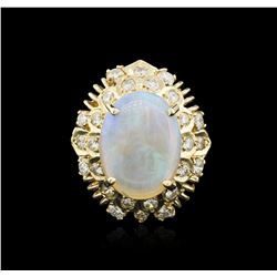 14KT Yellow Gold 3.68ct Opal and Diamond Ring