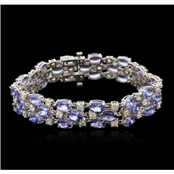 14KT White Gold 31.20ctw Tanzanite and Diamond Bracelet