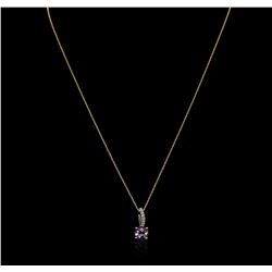 14KT Yellow Gold 1.13ct Amethyst and Diamond Pendant With Chain