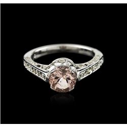 14KT White Gold 1.13ct Morganite and Diamond Ring