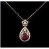 Image 2 : 14KT Yellow Gold 5.06ct Ruby and Diamond Pendant With Chain