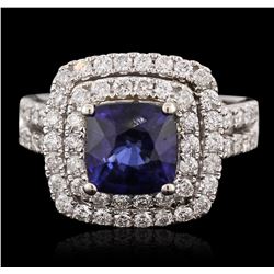 14KT White Gold 2.99ct Sapphire and Diamond Ring