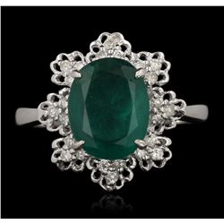 14KT White Gold 2.48ct Emerald and Diamond Ring