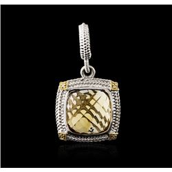 Sterling Silver 11.40ct Citrine and Diamond Pendant