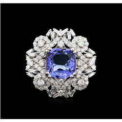 14KT White Gold 4.55ct Tanzanite and Diamond Ring