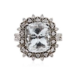 14KT White Gold 6.39ct Aquamarine and Diamond Ring