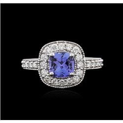 14KT White Gold 1.23ct Tanzanite and Diamond Ring