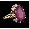 Image 2 : 14KT Yellow Gold 20.62ctw Ruby and Diamond Ring