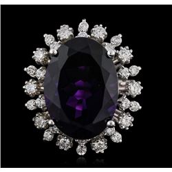 14KT White Gold 11.02ct Amethyst and Diamond Ring