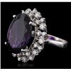 Image 2 : 14KT White Gold 11.02ct Amethyst and Diamond Ring
