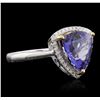 Image 2 : 14KT White and Yellow Gold 4.14ct Tanzanite and Diamond Ring