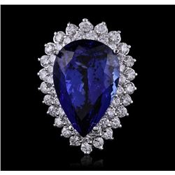 14KT White Gold GIA Certified 24.90ct Tanzanite and Diamond Ring