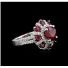 Image 2 : 14KT White Gold 4.24ctw Ruby and Diamond Ring