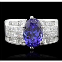 14KT White Gold 3.96ct Tanzanite and Diamond Ring