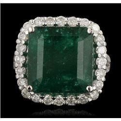 14KT White Gold 8.51ct Emerald and Diamond Ring