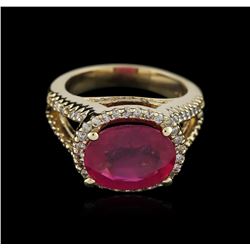 14KT Yellow Gold 4.86ct Ruby and Diamond Ring