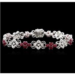 14KT White Gold 3.29ctw Ruby and Diamond Bracelet