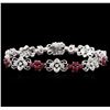 Image 1 : 14KT White Gold 3.29ctw Ruby and Diamond Bracelet