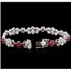 Image 3 : 14KT White Gold 3.29ctw Ruby and Diamond Bracelet