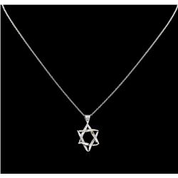 14KT White Gold Star of David Pendant With Chain