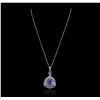 Image 2 : 14KT White Gold 5.64ct Tanzanite and Diamond Pendant With Chain