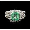 Image 1 : 14KT White Gold 2.31ct Emerald and Diamond Ring