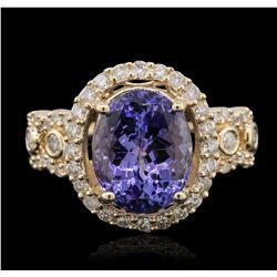 14KT Yellow Gold 3.79ct Tanzanite and Diamond Ring