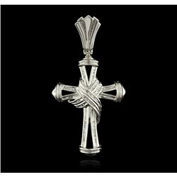 14KT White Gold 1.17ctw Diamond Cross Pendant