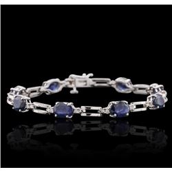 14KT White Gold 10.32ctw Sapphire and Diamond Bracelet