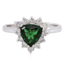 18KT White Gold 1.15ct Green Tourmaline and Diamond Ring